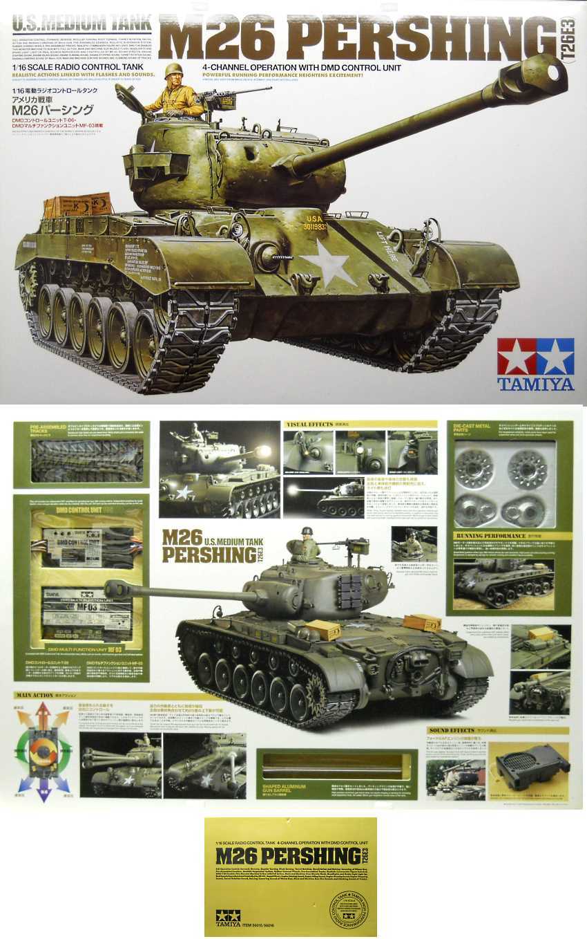 Tamiya 1/16 M26 Pershing T26E3 Full Option R/C Tank With DMD Control Unit, 56016 plastic model kit